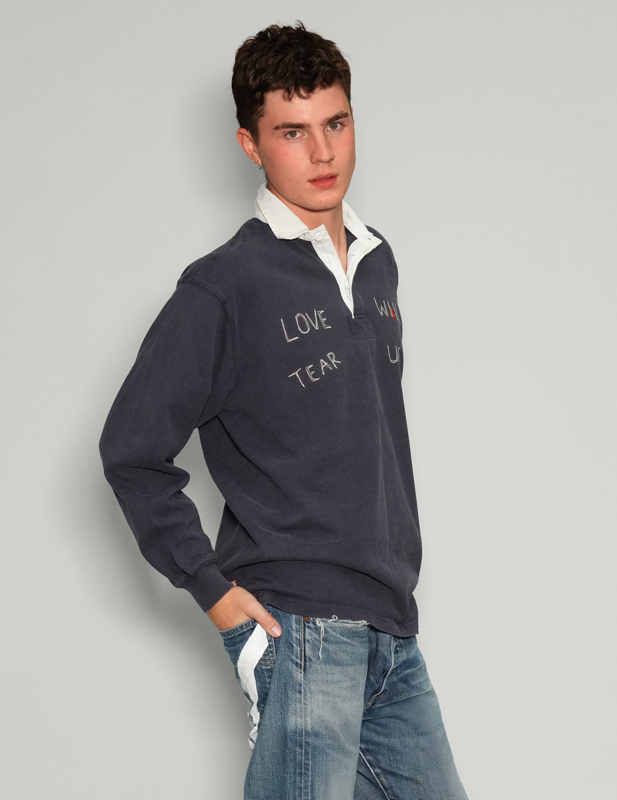 Men's Vintage Ralph Lauren Polo Shirt Embroidered in Navy | Stuart Trevor