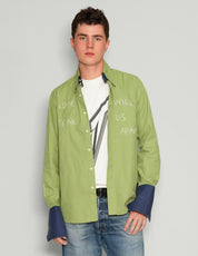 Men's Vintage Embroidered Shirt in Green | Stuart Trevor