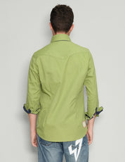 Men's Vintage Embroidered Shirt in Green | Stuart Trevor