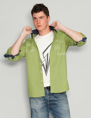 Men's Vintage Embroidered Shirt in Green | Stuart Trevor