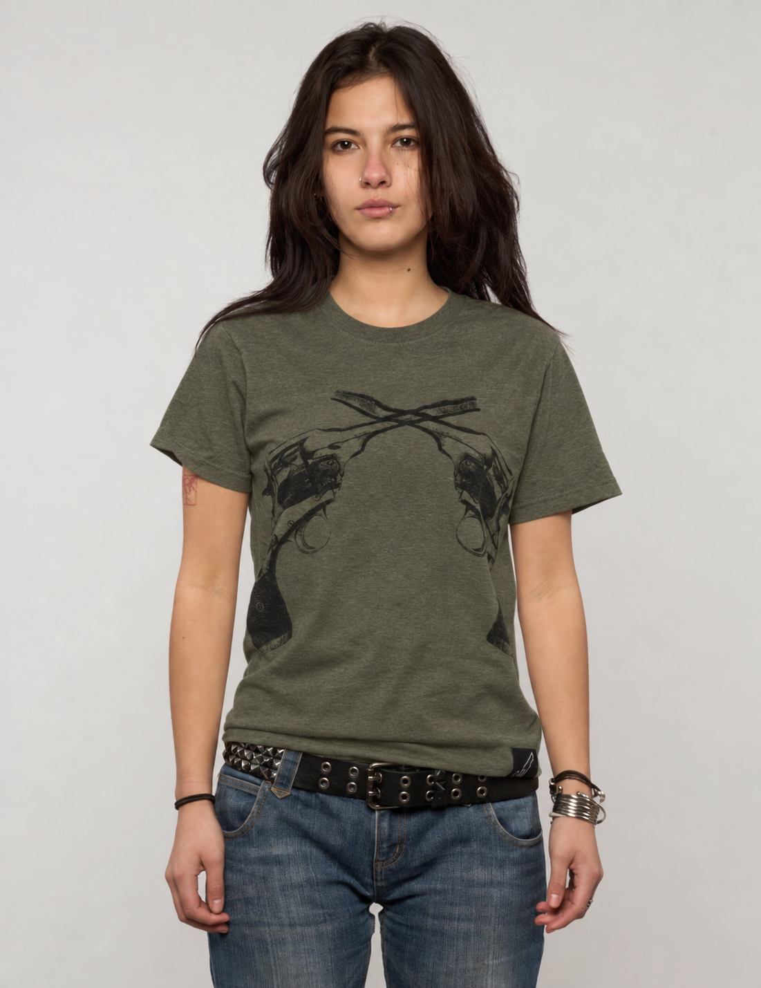 Crossed Pistols Crew Neck Tee in Green