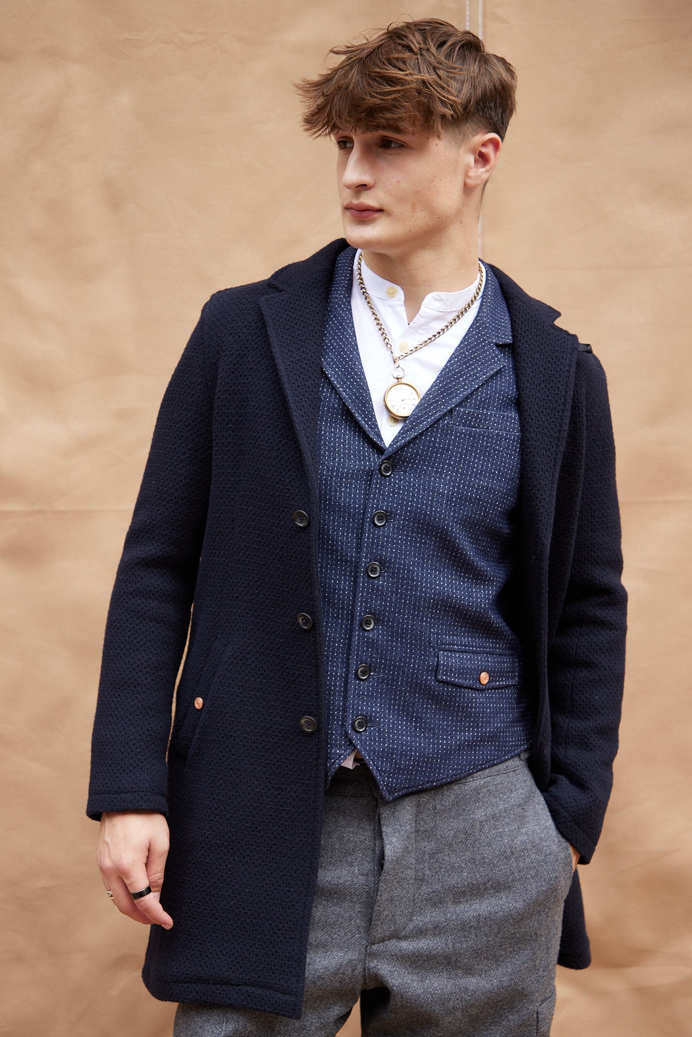 Immortal Hawthorn and White Bouclé Tweed Waistcoat