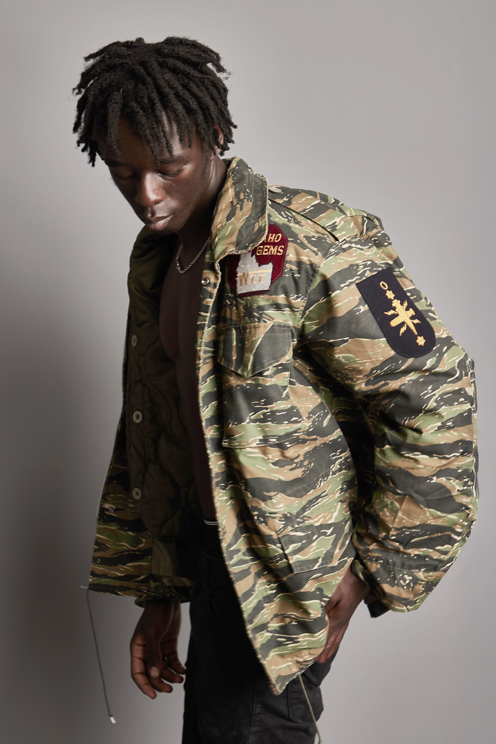 Vintage M65 Military Field Jacket in Tiger Camo