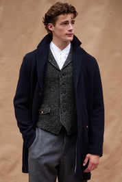 IMMORTAL Silverstone Crombie style Frock Coat Navy Waffle