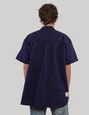Navy shirt with light Love Will Tear Us Apart wording, straight front view