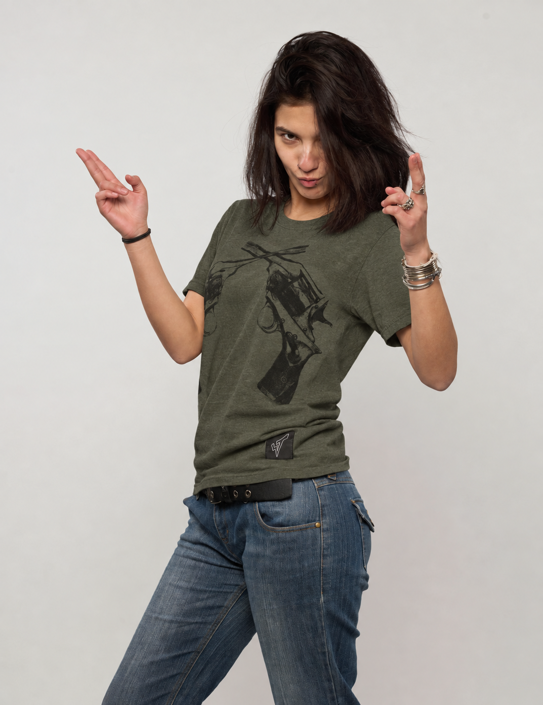 Crossed Pistols Crew Neck Tee in Green