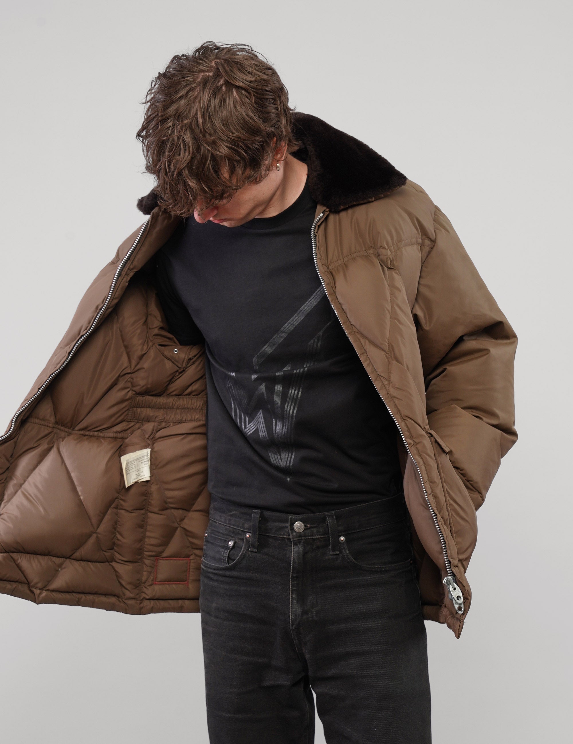 Pufferjacke mit Kunstfellkragen - Größe M