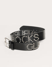 Black Leather Studded Belt with 'Glastonbury Rocks' | Stuart Trevor