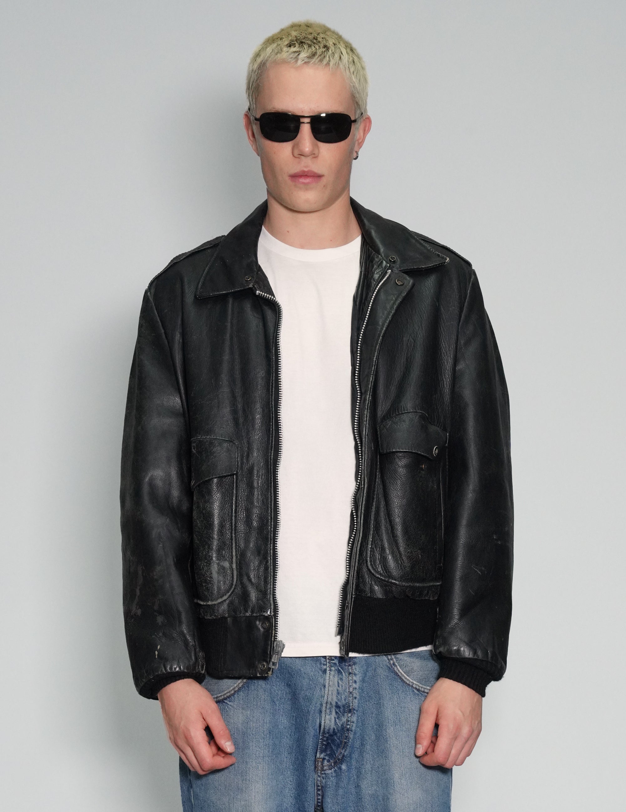 Pilots Leather Bomber Jacket