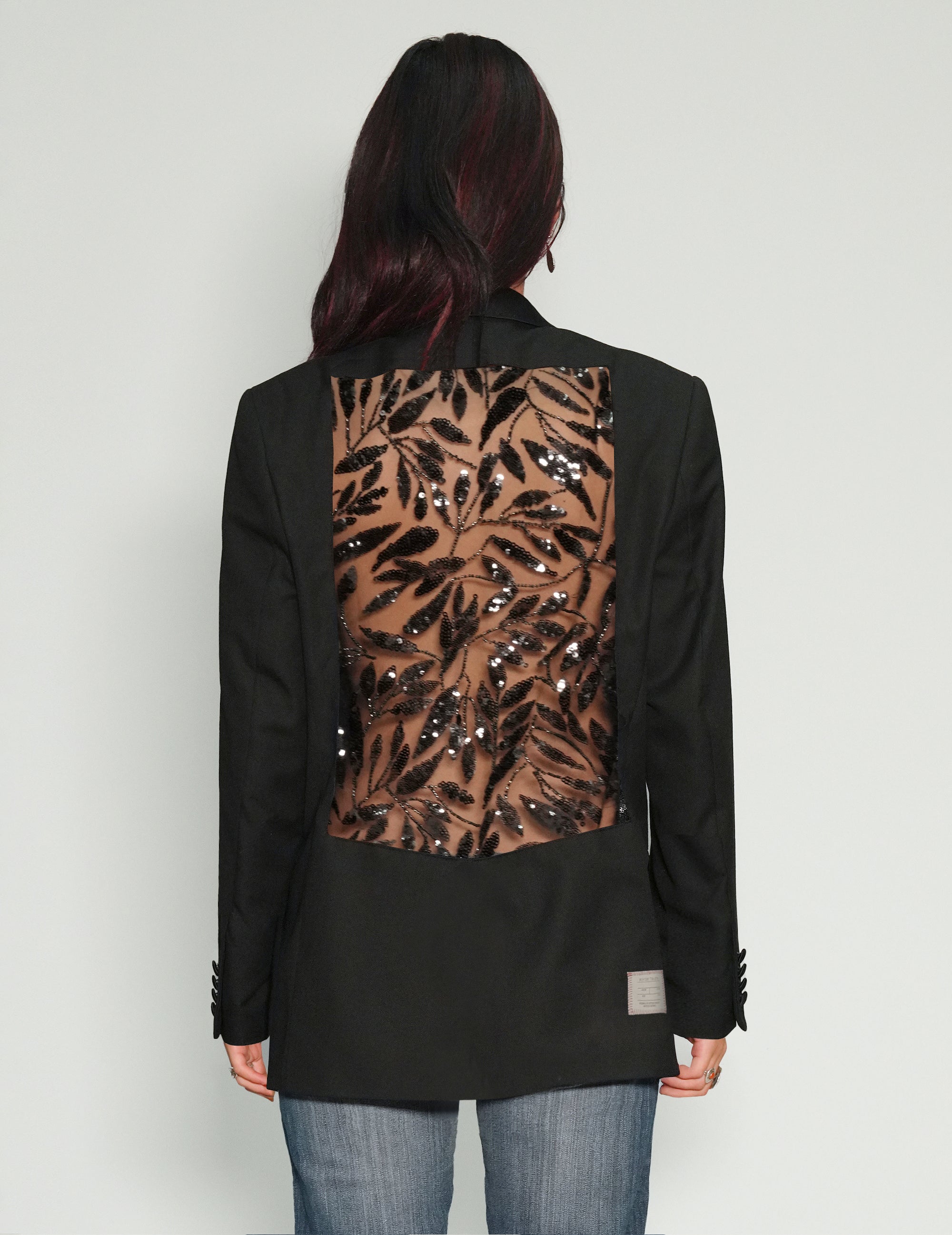 Party Back Blazer - Black Sequin - Black