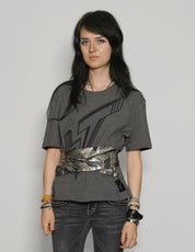 ST Lined Logo Tie-Tee in Grey with Silver Tie