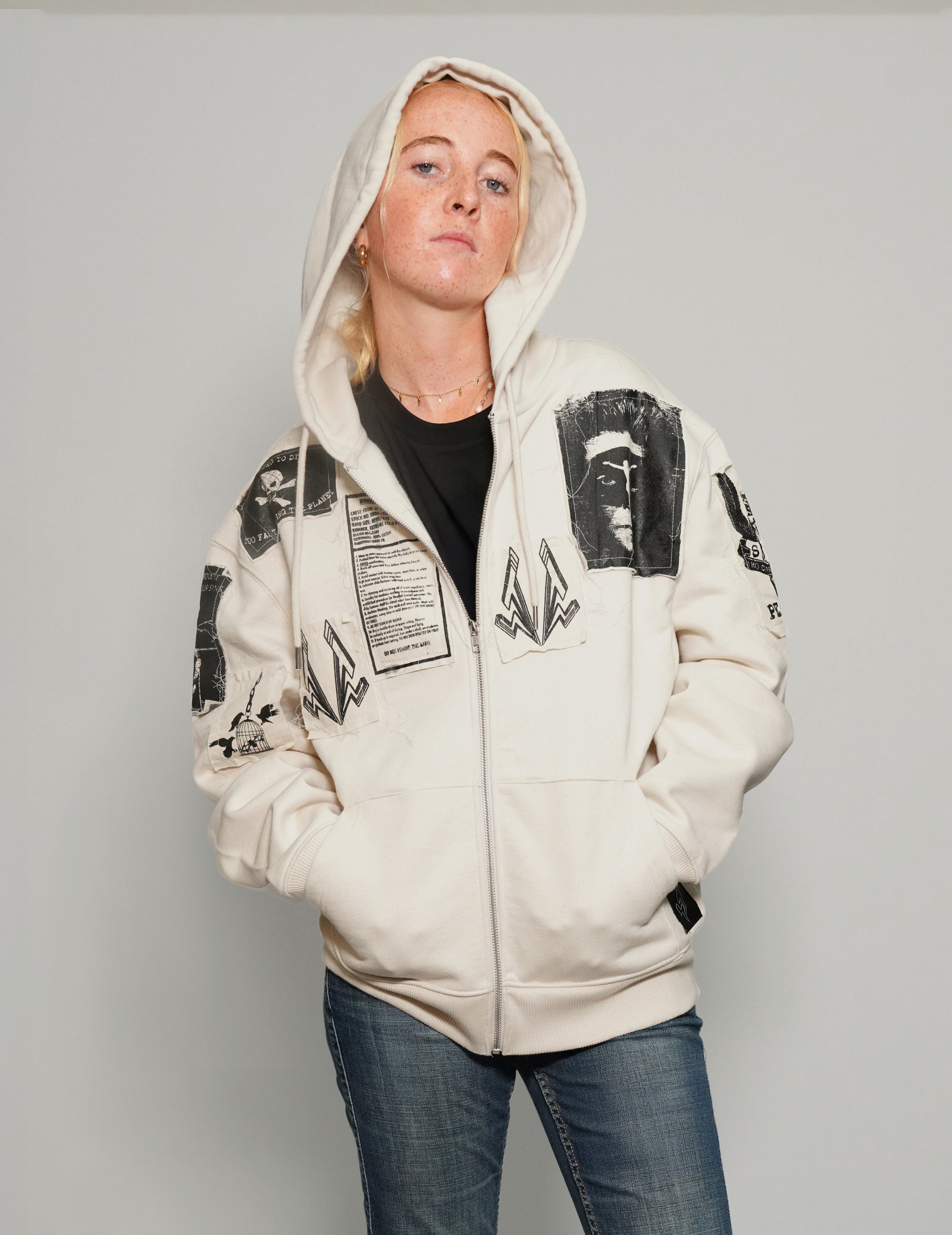 ST Multipatch Zip Hoodie Ecru