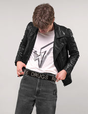 Nietenbesetzter Ledergürtel „Sx Dugs and Rock n Roll“