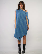 The Pirate Dress – Steel Blue Cotton Stripe
