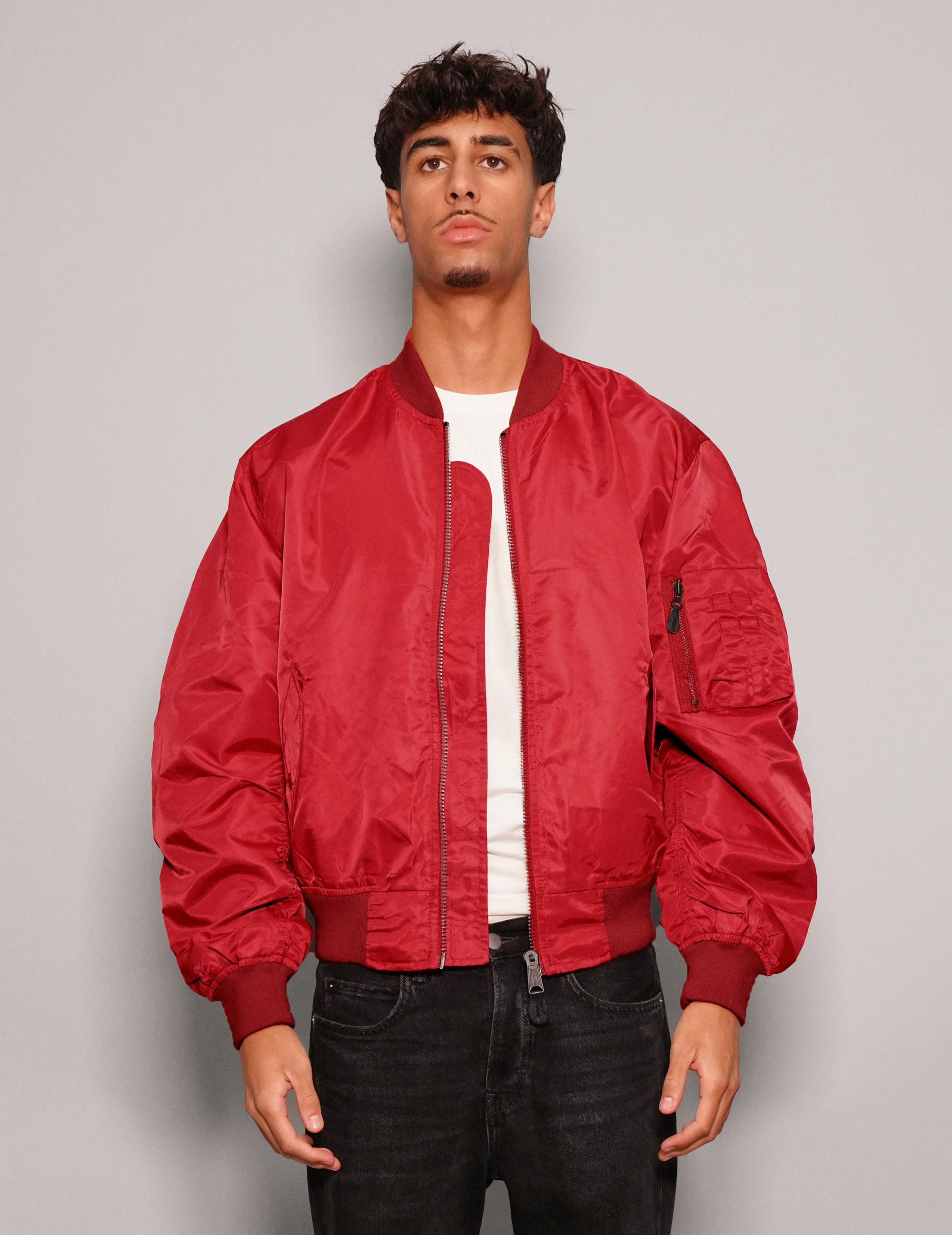 Men's Vintage Lightweight Bomber Jacket in Red | Stuart Trevor