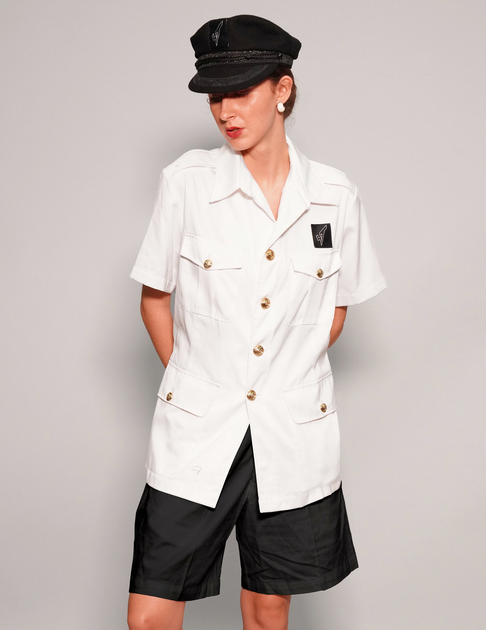 Women's Vintage Military RAF Shirt in White | Stuart Trevor