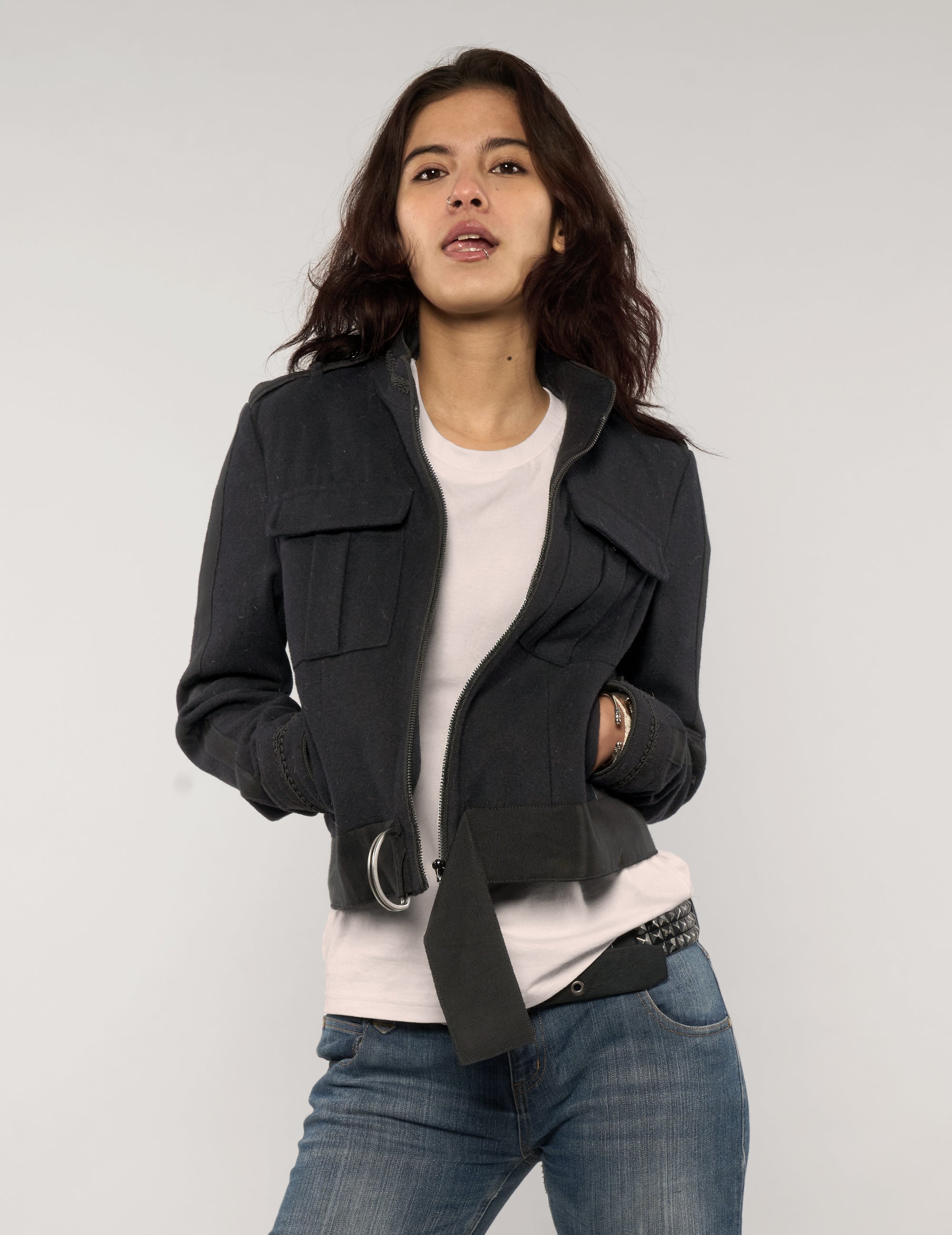 Cropped Military Style Jacket