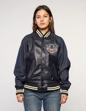 Vintage Navy Leather Varsity Jacket