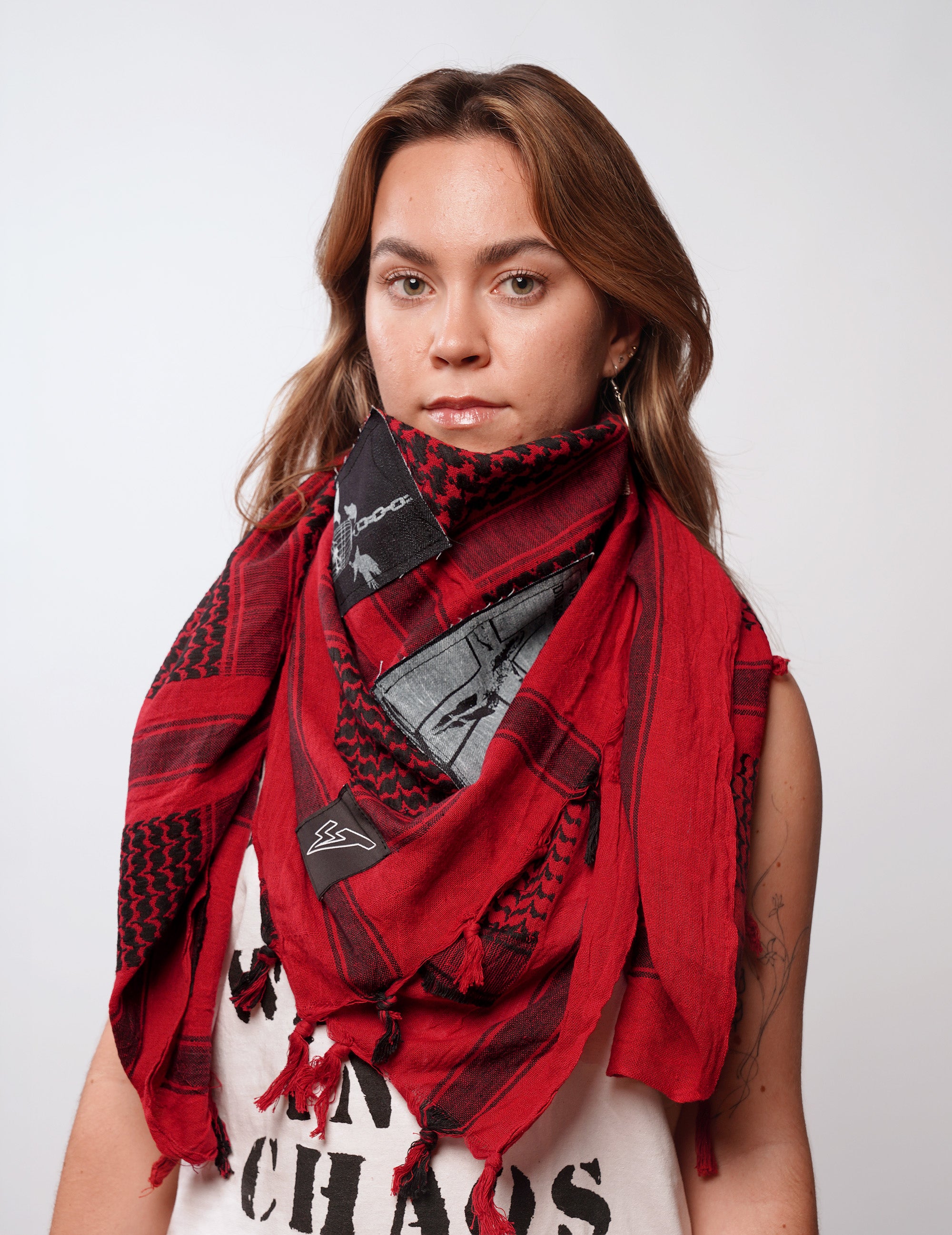 The Riot Patched Scarf in Red