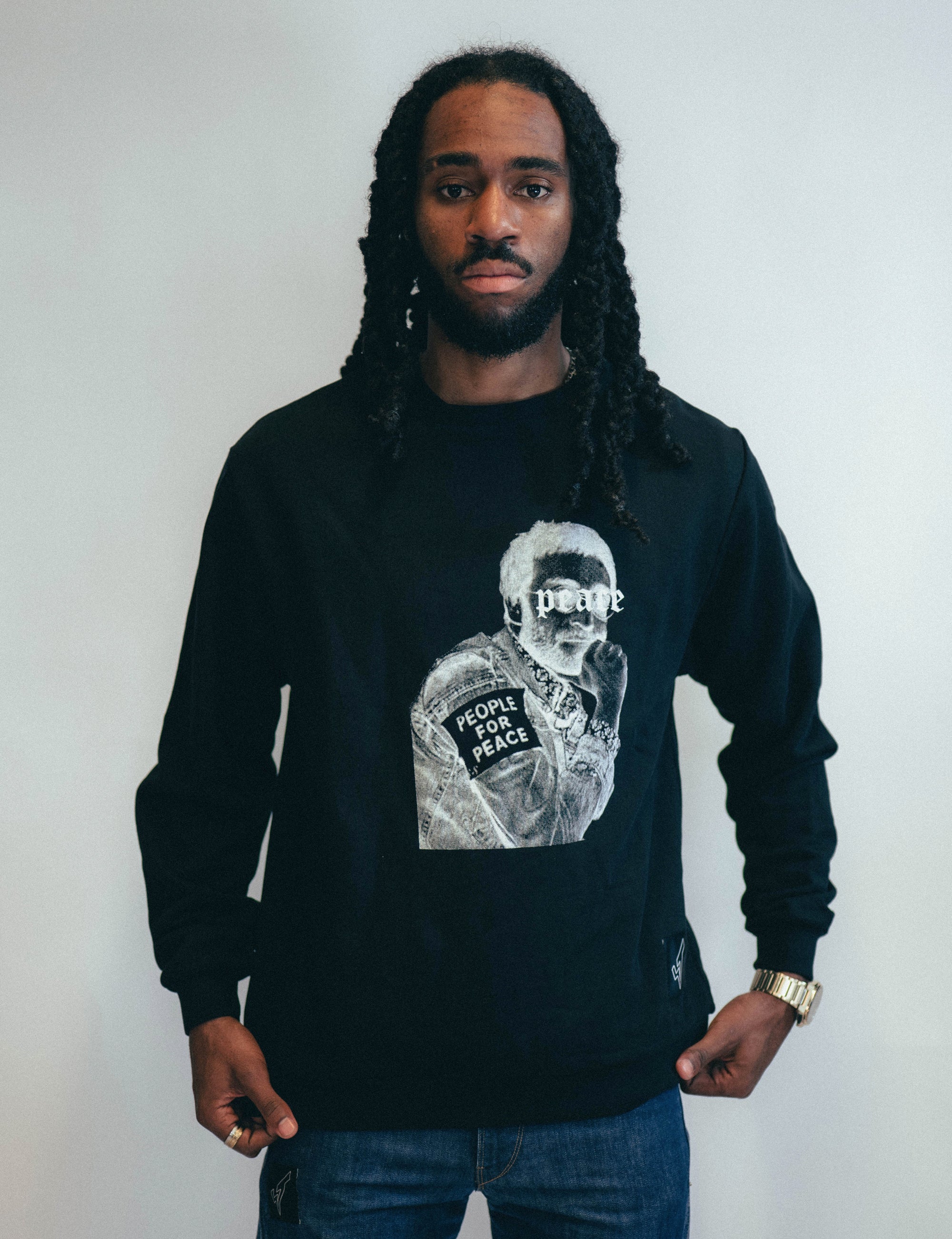 John Lennon inspired "Peace" Sweatshirt in Black