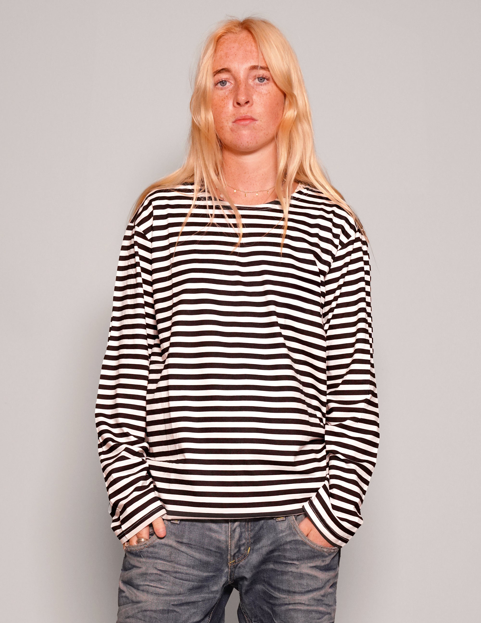 Vintage Naval T-Shirt in Black Stripe