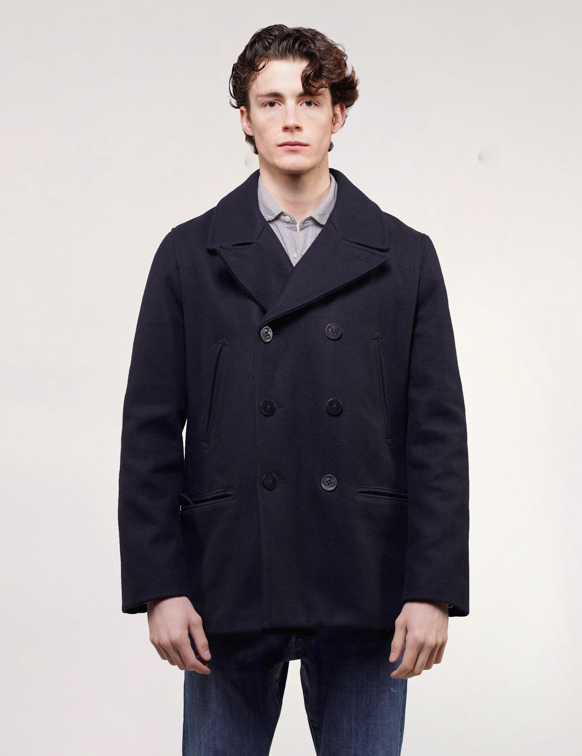 Vintage Wool Blend Double Breasted Peacoat