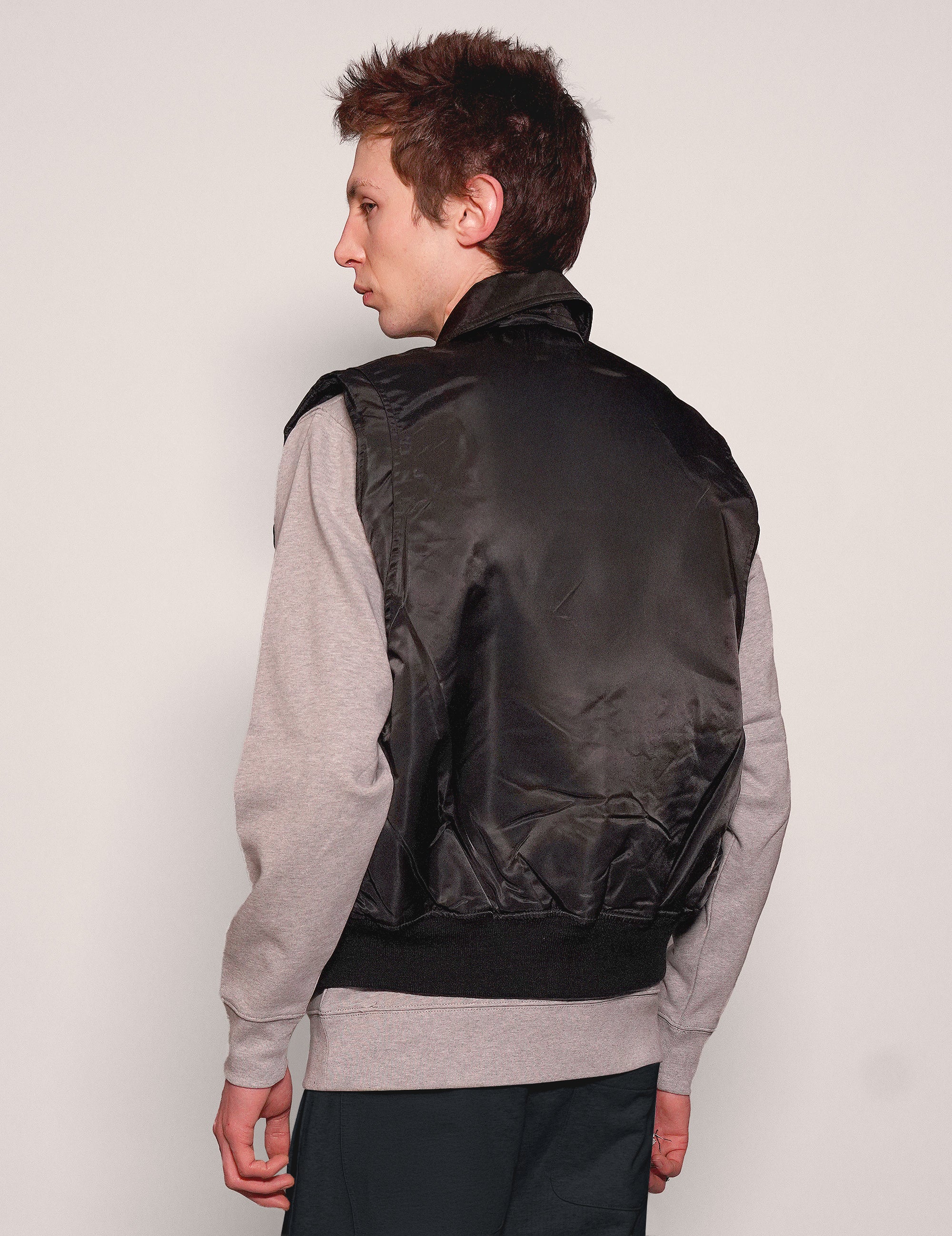 Light Weight Collared Bomber Gilet in Black