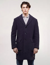 Nigel Hall Single Breasted Overcoat in Navy