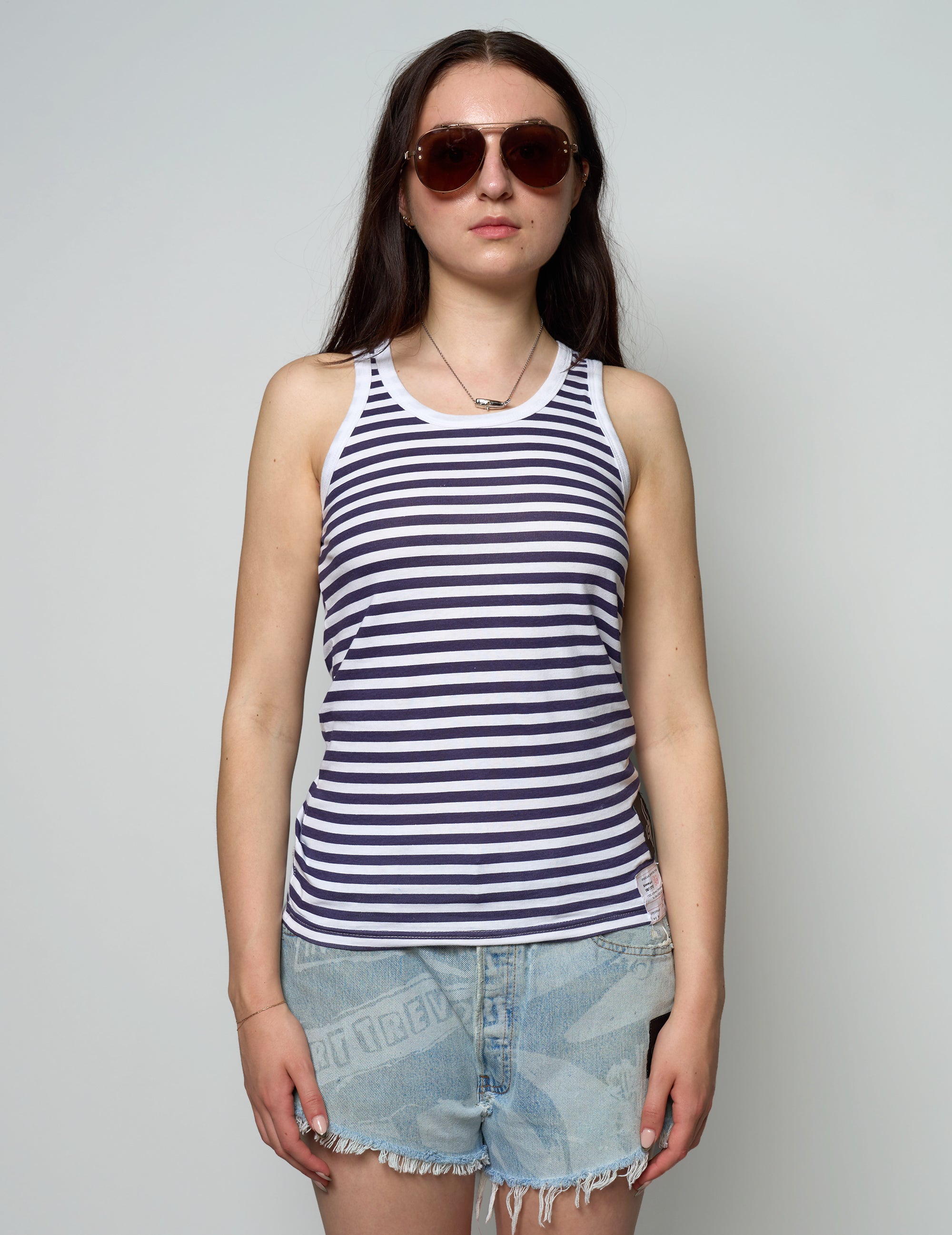 Vintage Marine T-Shirt mit blauen Streifen
