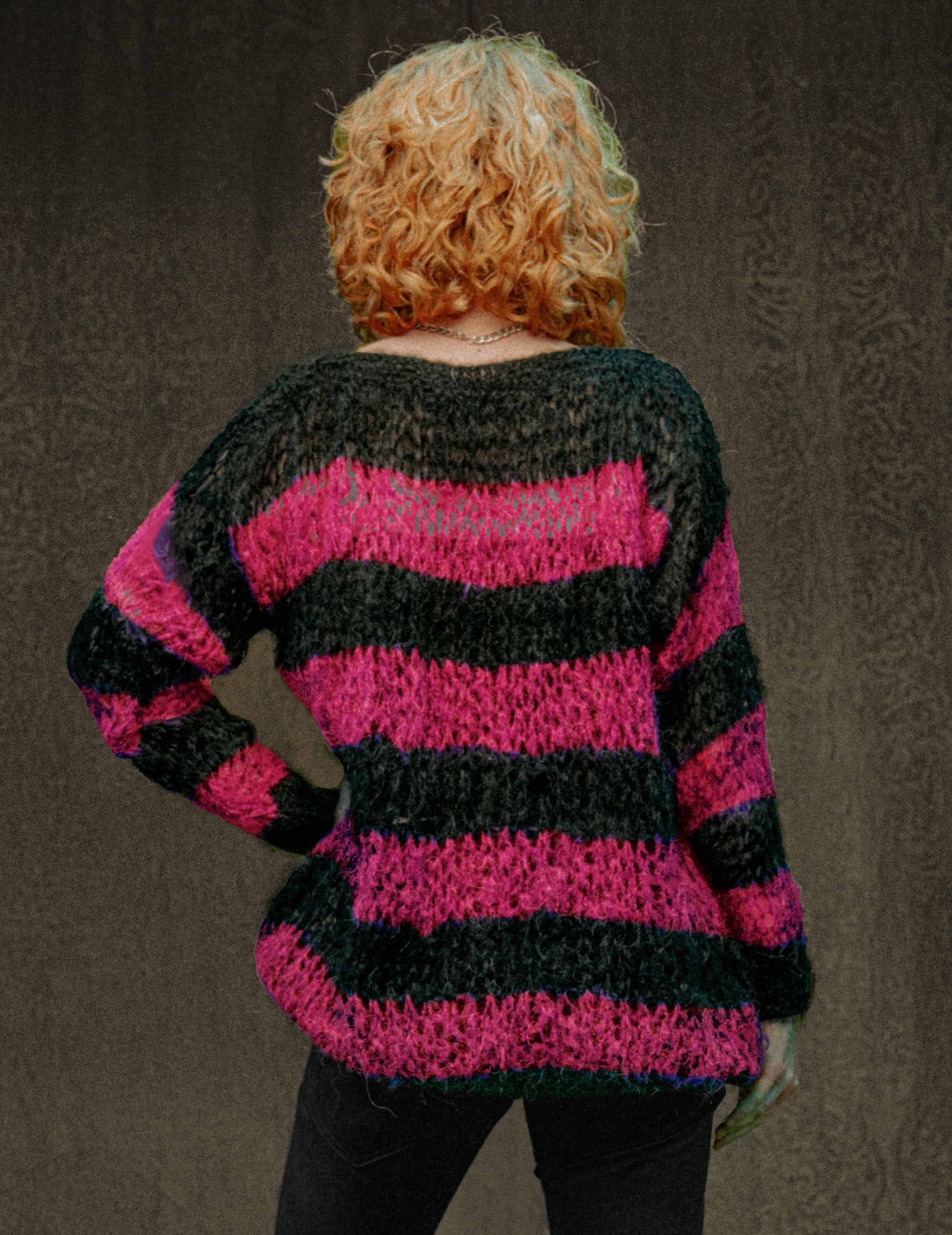 "PISTOLS" Mohair Hand knits - Pink & Black