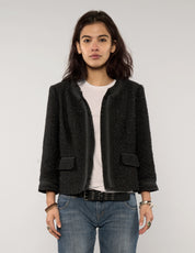 Vintage Tweed Tape Trim Cropped Jacket