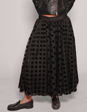 Mesh Maxi Skirt - Black Polka Dot