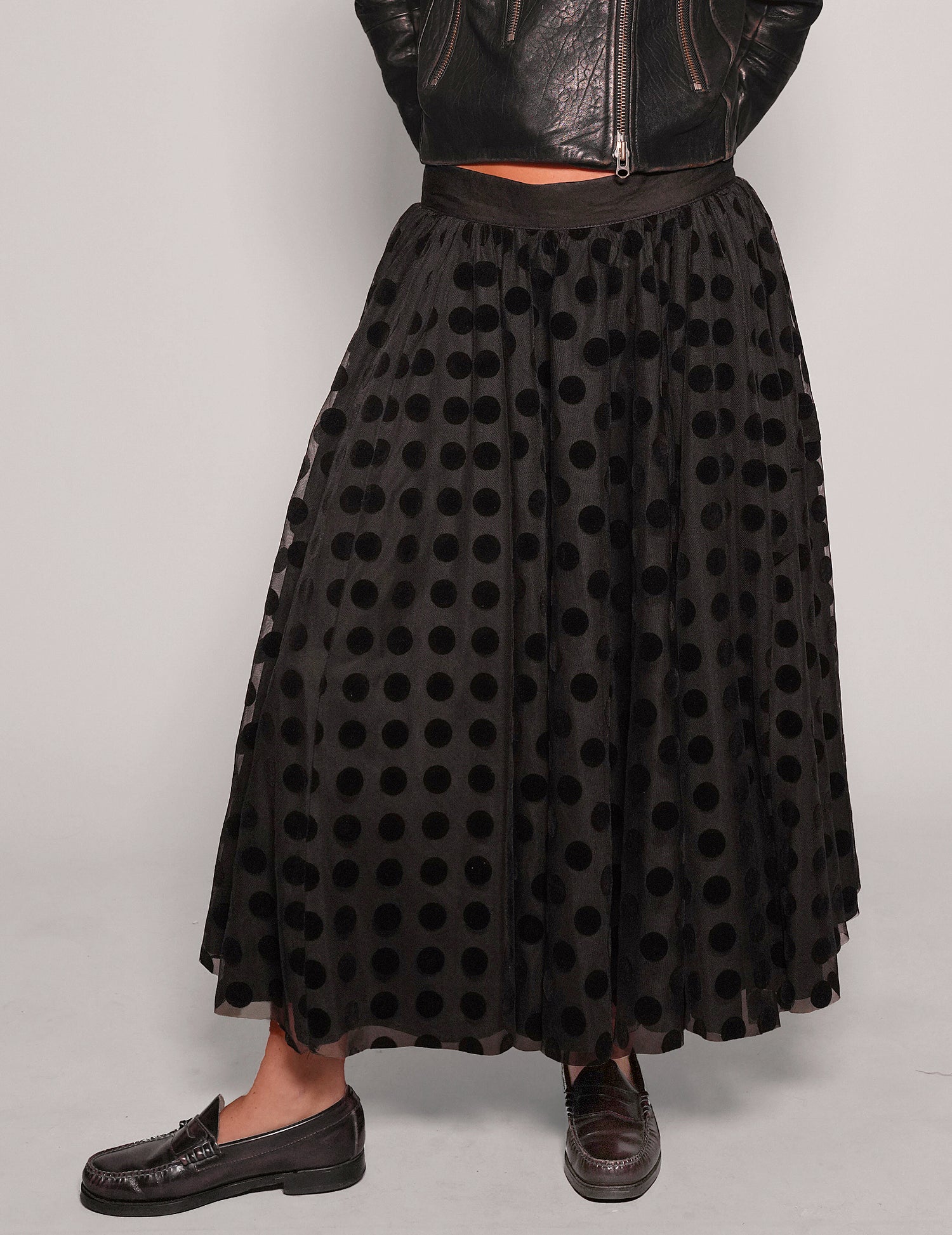 Mesh Maxi Skirt Polka Dot