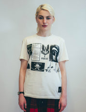 Bowie inspired T-Shirt with Printed Patches in Ecru