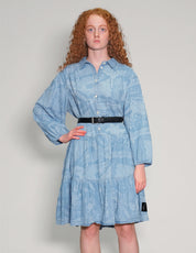 'Peace' Laser Printed Light Blue Dress