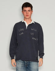 'Love Will Tear Us Apart' Rugby Shirt in Navy