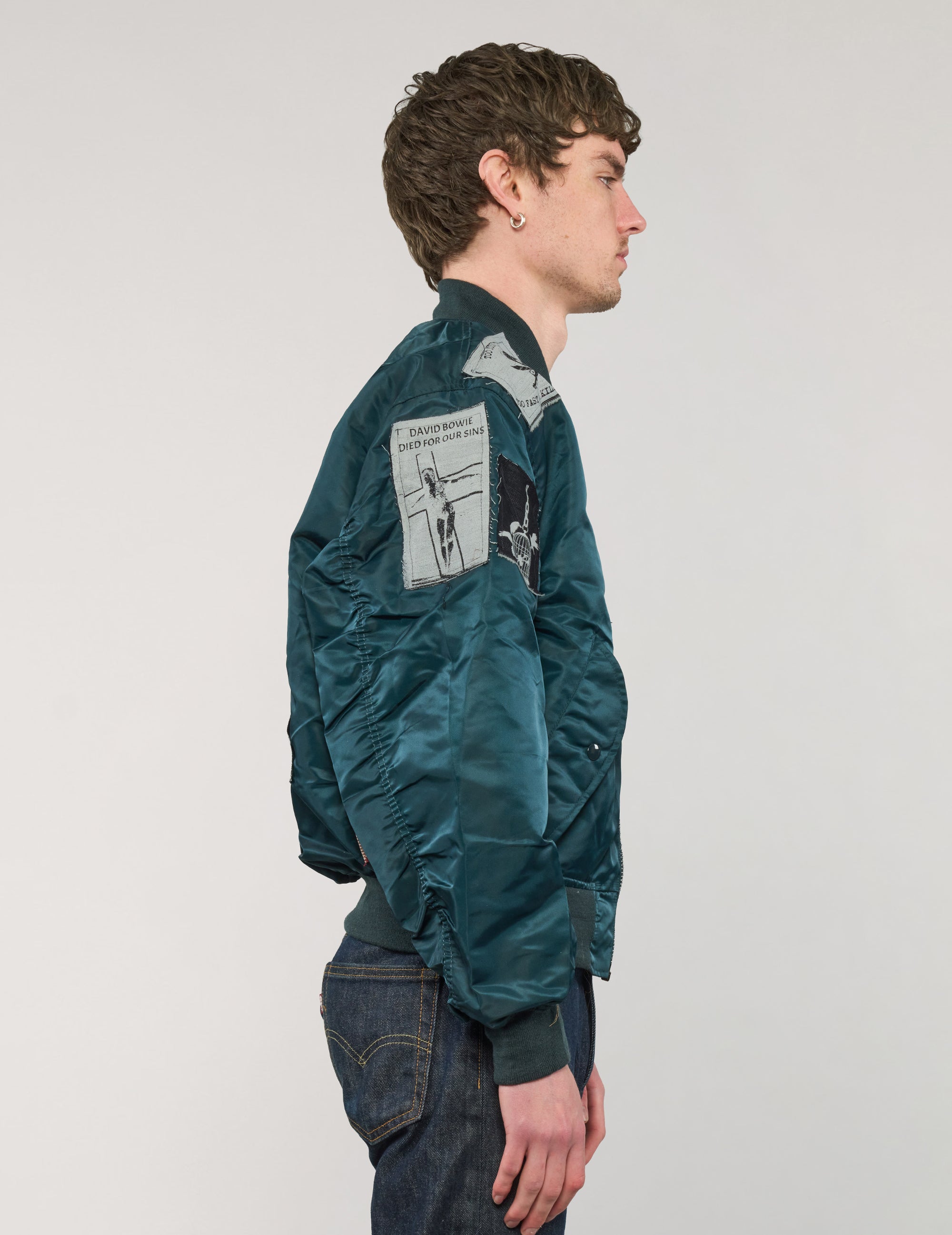 MA-1 Light Weight Patched Bomber Jacket in Navy