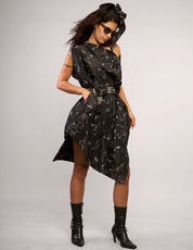 The Pirate Dress – Black Silver Floral Embroidery