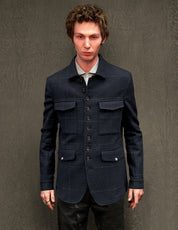 IMMORTAL Monaco Car Coat - Bouclé Windowpane Navy Check