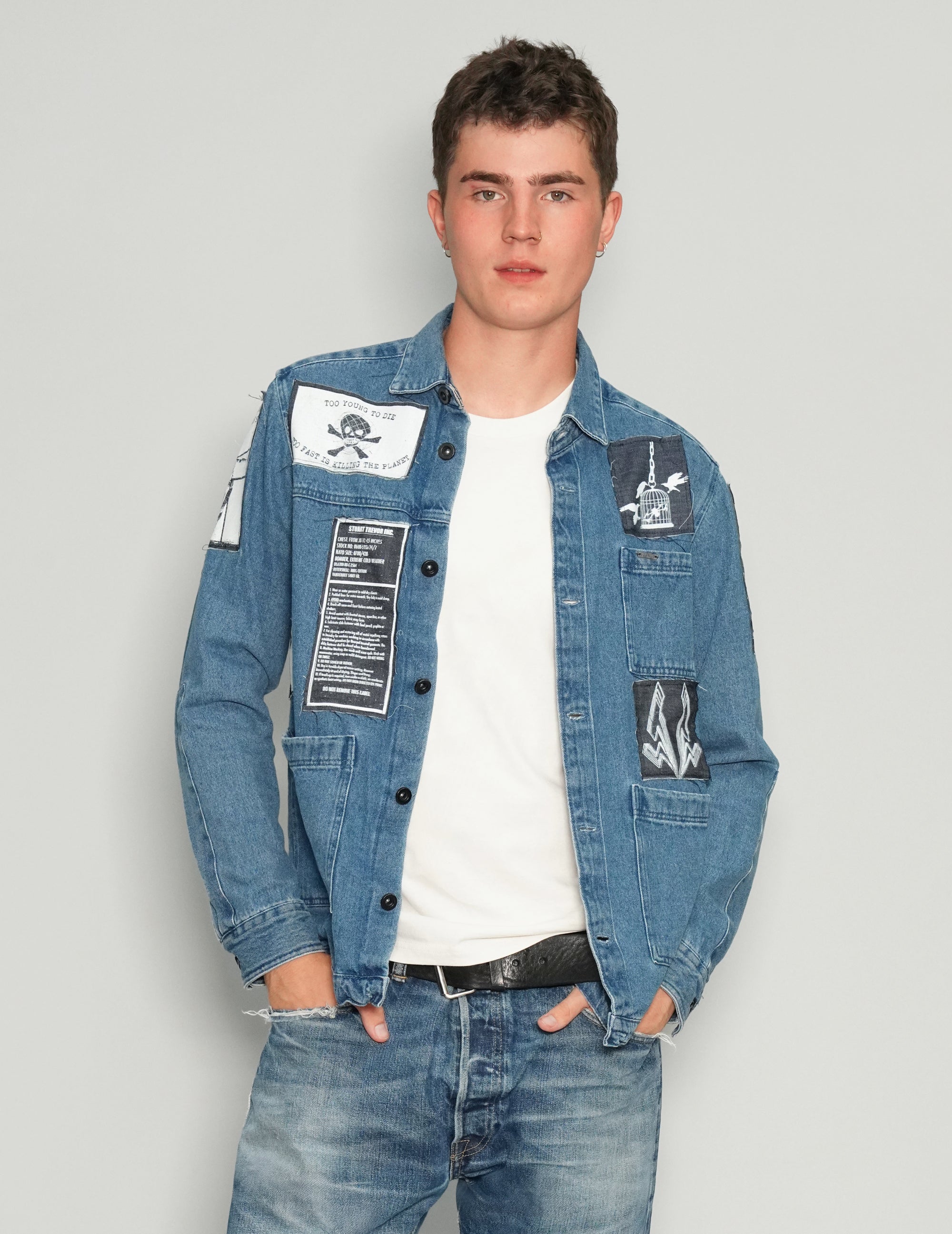 Jeans-Overshirt mit Patches