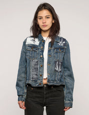 Vintage Patched Denim Jacket in Blue