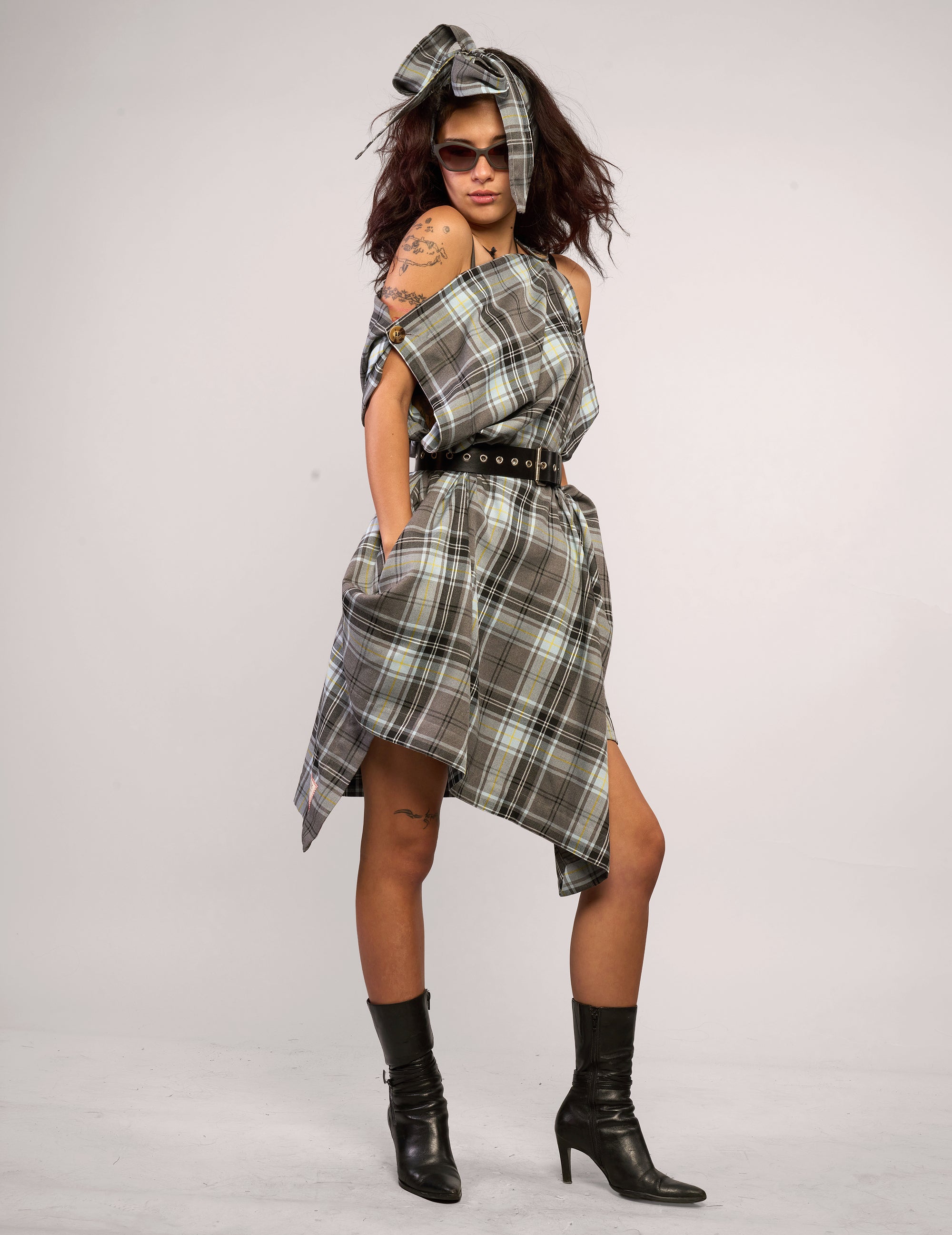 The Pirate Dress – Grey Blue Tartan