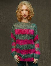 "PISTOLS" Mohair Hand knits - Pink & Grey