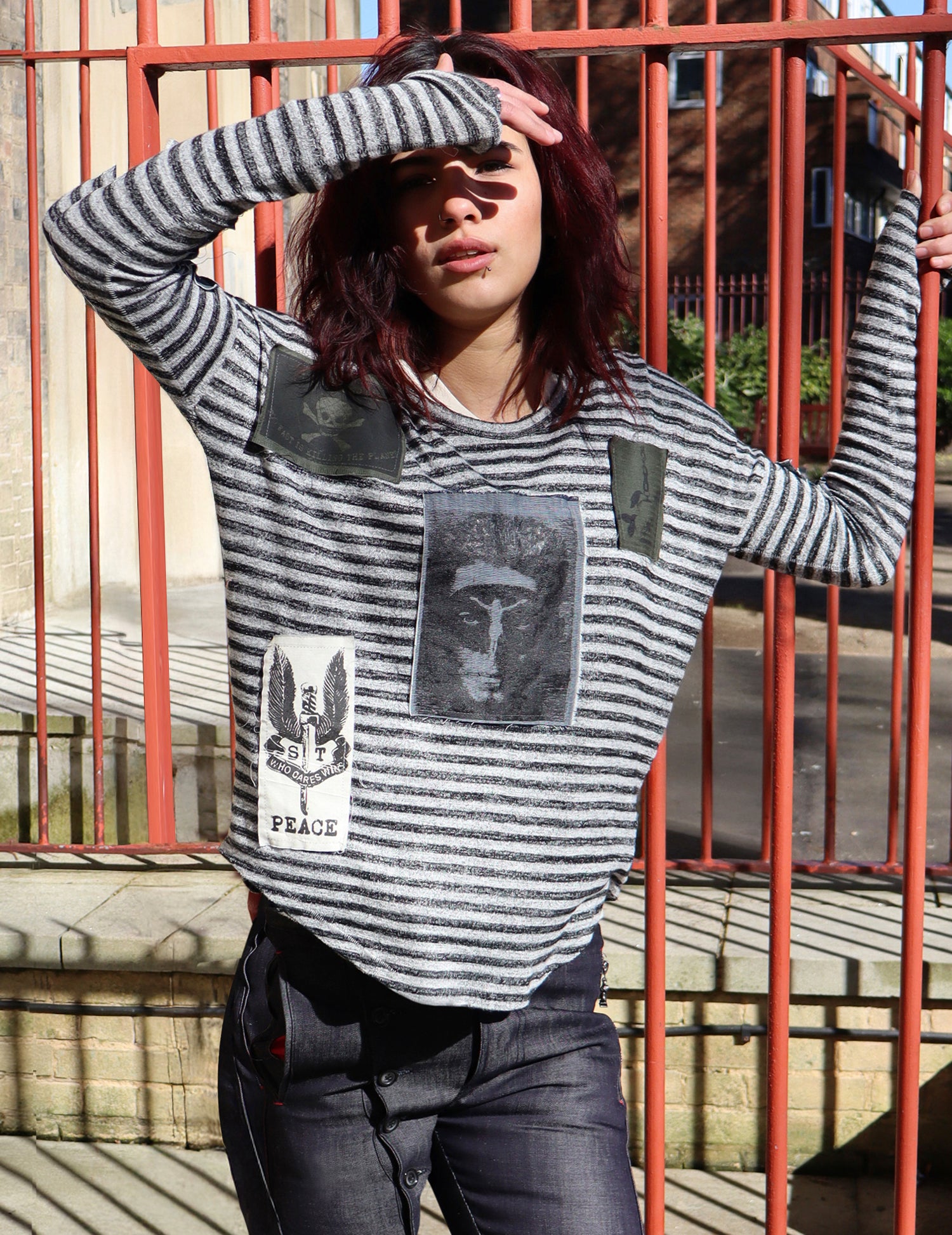 Striped Patchwork Long Sleeve T-Shirt