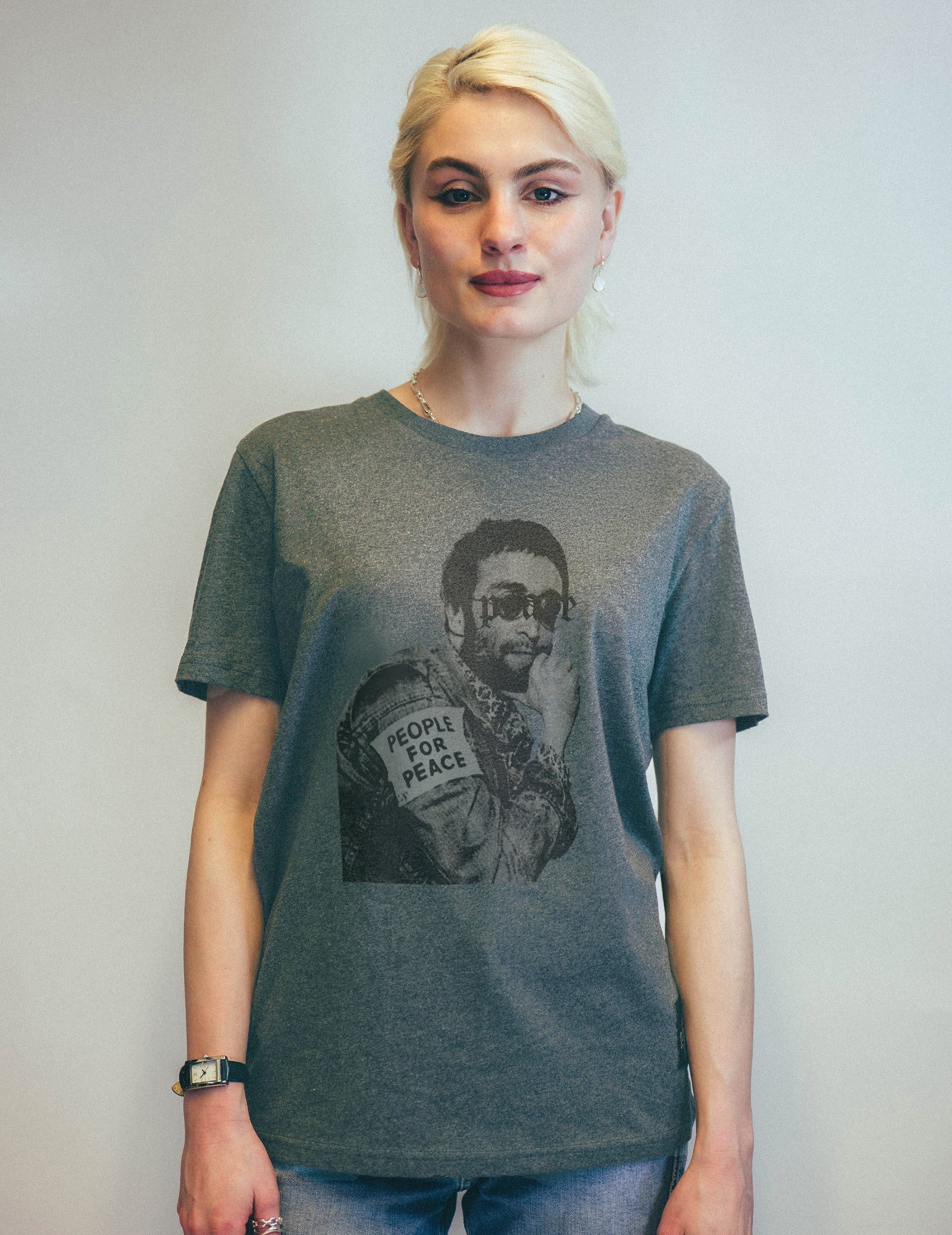 John Lennon "People for Peace" T-Shirt in Grey