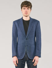 ST Navy Herringbone Wool Blazer