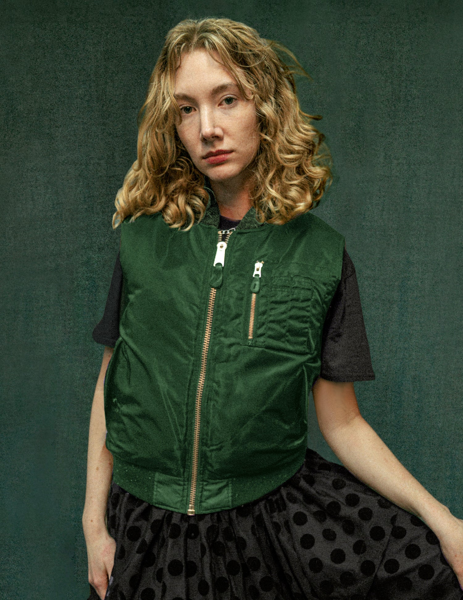 "People for Peace" Bomber Gilet in Green