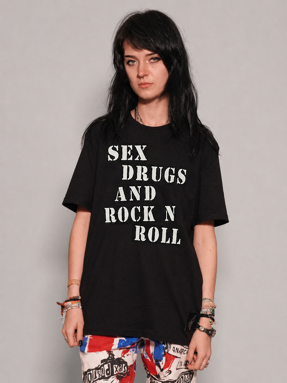 'S'x D'ugs and Rock n Roll' T-Shirt in Black