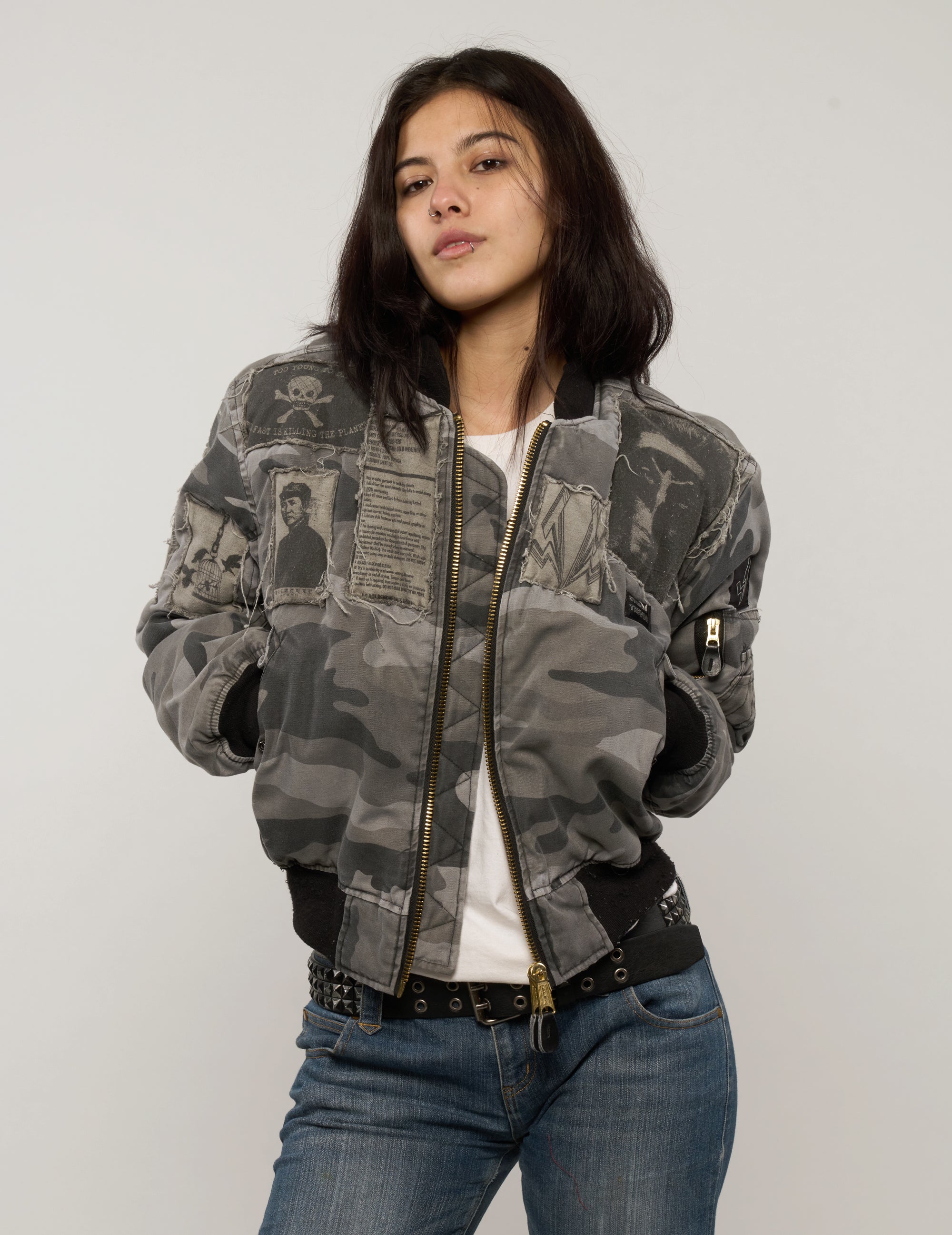 MA-1 Patched Bomber in Grey Camo