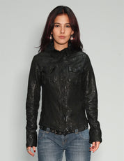'Peace' Laser Printed Leather Jacket